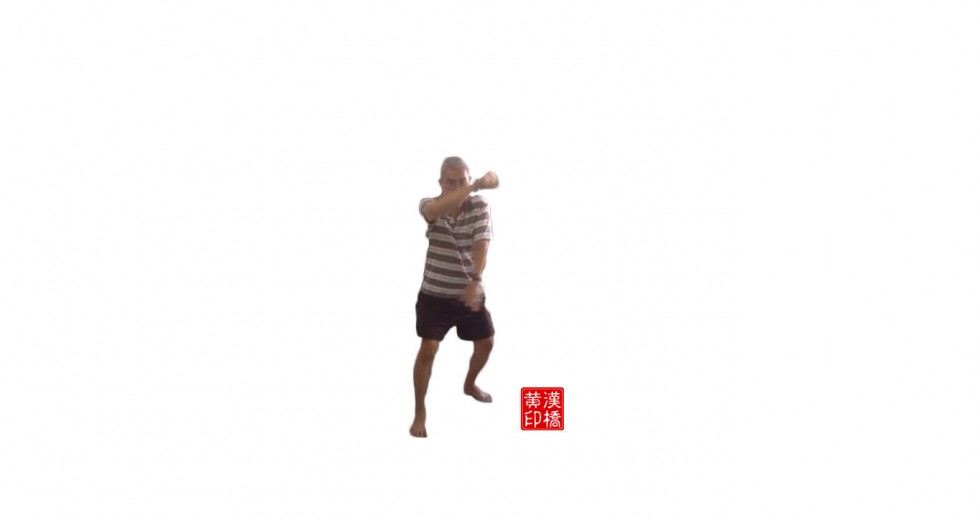 太 极 散手(tai-ji extra form):交臂盘龙掌(cross-hand circular strike)